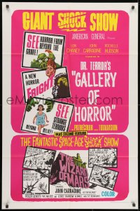 1y259 DR. TERROR'S GALLERY OF HORROR/WIZARD OF MARS 1sh 1967 double bill, giant shock show!