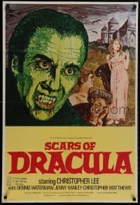 1y753 SCARS OF DRACULA English 1sh 1970 c/u art of bloody vampire Christopher Lee, Hammer horror!