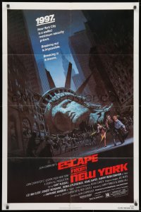 1y289 ESCAPE FROM NEW YORK NSS style 1sh 1981 John Carpenter, decapitated Lady Liberty by Jackson!