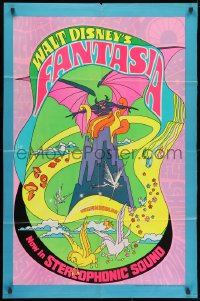 1y299 FANTASIA 1sh R1970 Disney classic musical, great psychedelic fantasy artwork!