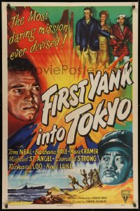 1y316 FIRST YANK INTO TOKYO style A 1sh 1945 Tom Neal & Barbara Hale in most daring mission ever!
