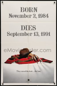 1y330 FREDDY'S DEAD style A teaser 1sh 1991 cool image of Krueger's sweater, hat, and claws!
