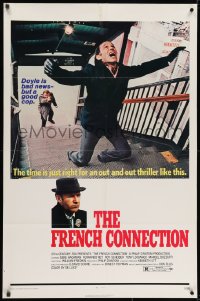 1y332 FRENCH CONNECTION 1sh 1971 Gene Hackman in movie chase, directed by William Friedkin!