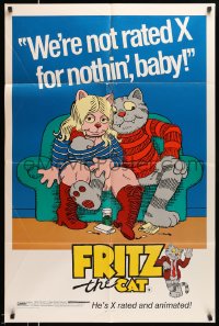 1y338 FRITZ THE CAT 1sh 1972 Ralph Bakshi sex cartoon, he's x-rated and animated, from R. Crumb!