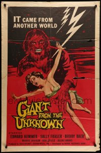 1y356 GIANT FROM THE UNKNOWN 1sh 1958 art of monster Buddy Baer grabbing near-naked girl!