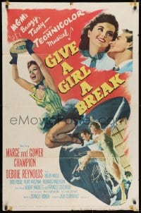1y360 GIVE A GIRL A BREAK 1sh 1953 Marge & Gower Champion dancing, Debbie Reynolds, Stanley Donen!