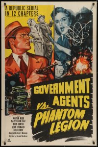 1y369 GOVERNMENT AGENTS VS. PHANTOM LEGION 1sh 1951 Republic serial, full color!