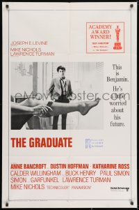 1y371 GRADUATE int'l pre-awards 1sh 1968 Dustin Hoffman & sexy leg, Anne Bancroft,  sniped w/ awards