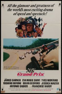 1y372 GRAND PRIX 1sh 1967 Formula One race car driver James Garner, artwork by Howard Terpning!