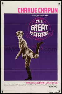 1y379 GREAT DICTATOR 1sh R1972 Charlie Chaplin directs and stars, wacky WWII comedy!