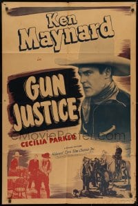 1y388 GUN JUSTICE 1sh R1948 great images of cowboy Ken Maynard catching bad guys and more!