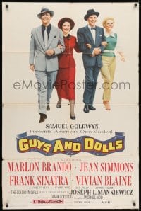 1y391 GUYS & DOLLS 1sh 1955 Marlon Brando, Jean Simmons, Frank Sinatra & Blaine arm-in-arm!
