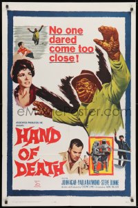 1y395 HAND OF DEATH 1sh 1962 great image of cheesy monster, no one dared come too close!