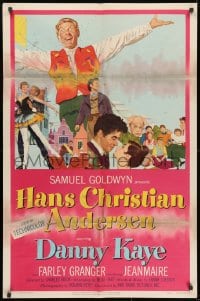 1y399 HANS CHRISTIAN ANDERSEN style A 1sh 1953 cool montage of Danny Kaye, Zizi Jeanmarie & cast!