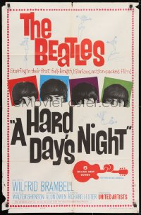 1y402 HARD DAY'S NIGHT 1sh 1964 The Beatles in their first film, rock & roll classic!
