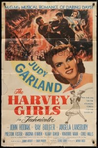 1y405 HARVEY GIRLS 1sh 1945 art of Judy Garland & fight, MGM's musical romance of daring days!