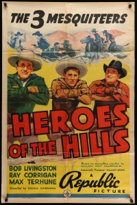 1y410 HEROES OF THE HILLS 1sh 1938 Three Mesquiteers, Bob Livingston, Ray Corrigan & Max Terhune!