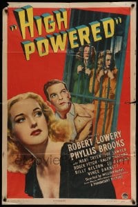 1y412 HIGH POWERED style A 1sh 1945 art of sexy Phyllis Brooks, Robert Lowery & girls behind bars!