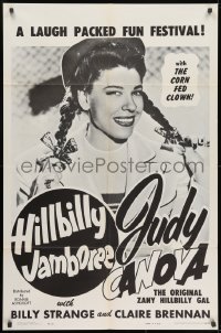 1y414 HILLBILLY JAMBOREE 1sh 1960 original zany hillbilly gal Judy Canova w/the Corn Fed Clown!