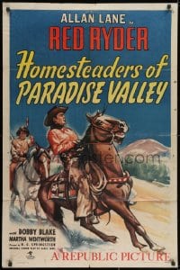 1y419 HOMESTEADERS OF PARADISE VALLEY 1sh 1947 great art of Rocky Lane as cowboy Red Ryder!