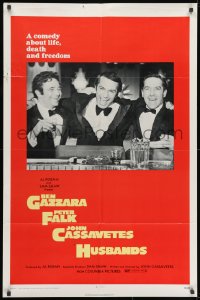 1y432 HUSBANDS 1sh 1970 Ben Gazzara, Peter Falk & John Cassavetes in tuxedos at bar!