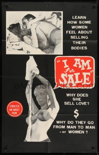 1y433 I AM FOR SALE 26x41 1sh 1968 learn how women feel about selling their bodies, ultra-rare!