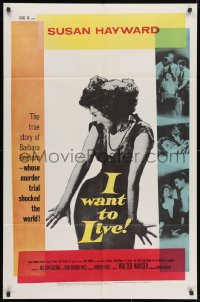 1y436 I WANT TO LIVE 1sh 1958 Susan Hayward as Barbara Graham, party girl convicted of murder!