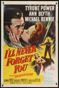 1y440 I'LL NEVER FORGET YOU 1sh 1951 Tyrone Power travels back in time to meet Ann Blyth!