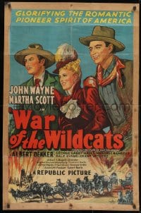 1y445 IN OLD OKLAHOMA 1sh R1940s John Wayne, Martha Scott, cool artwork, War of the Wildcats!