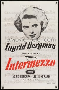 1y455 INTERMEZZO 1sh R1956 beautiful Ingrid Bergman is in love with violinist Leslie Howard!