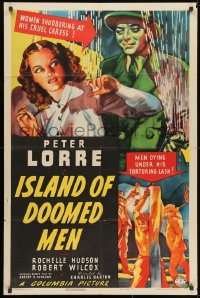 1y461 ISLAND OF DOOMED MEN 1sh 1940 art of creepy Peter Lorre & pretty Rochelle Hudson!