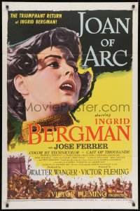 1y477 JOAN OF ARC 1sh R1957 Victor Fleming, different close up art of Ingrid Bergman!