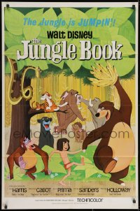 1y486 JUNGLE BOOK 1sh 1967 Walt Disney cartoon classic, great image of Mowgli & friends!