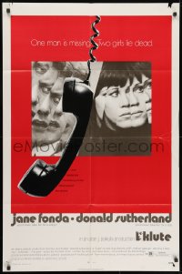 1y496 KLUTE 1sh 1971 Donald Sutherland & Jane Fonda, dangling telephone, rare alternate design!