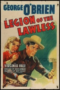 1y516 LEGION OF THE LAWLESS 1sh 1940 art of George O'Brien with smoking gun & Virginia Vale!