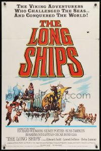 1y538 LONG SHIPS 1sh 1964 Richard Widmark, Sidney Poitier, cool art of the Mighty Vikings!