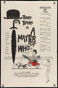 1y567 MATTER OF WHO 1sh 1962 art of wacky Terry-Thomas & chimp, Ziemann, Nicol, English comedy