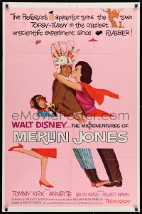 1y579 MISADVENTURES OF MERLIN JONES style A 1sh 1964 Disney, art of Annette Funicello, Kirk & chimp!