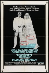 1y580 MISSISSIPPI MERMAID 1sh 1970 Francois Truffaut's La Sirene du Mississippi, Belmondo!