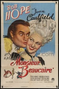 1y584 MONSIEUR BEAUCAIRE 1sh 1946 great close up of Bob Hope kissing pretty Joan Caulfield!