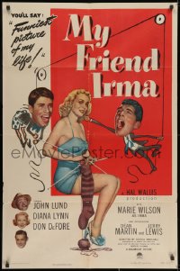 1y600 MY FRIEND IRMA 1sh 1949 first Dean Martin & Jerry Lewis, wacky image, sexy Marie Wilson!