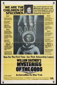 1y605 MYSTERIES OF THE GODS 1sh 1976 William Shatner narrated weirdness documentary!