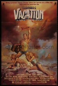 1y606 NATIONAL LAMPOON'S VACATION studio style 1sh 1983 Chevy Chase and cast by Boris Vallejo!