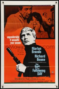 1y610 NIGHT OF THE FOLLOWING DAY 1sh 1969 Marlon Brando, Richard Boone, it assaults your senses!