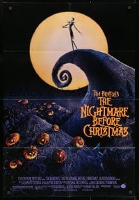 1y614 NIGHTMARE BEFORE CHRISTMAS DS 1sh 1993 Tim Burton, Disney, great Halloween horror image!