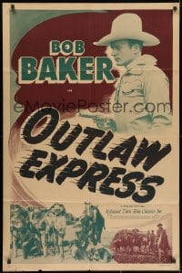 1y640 OUTLAW EXPRESS 1sh R1948 cowboy Bob Baker, cool western images, Film Classics release!