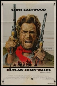 1y641 OUTLAW JOSEY WALES studio style 1sh 1976 Clint Eastwood is an army of one, Roy Anderson art!