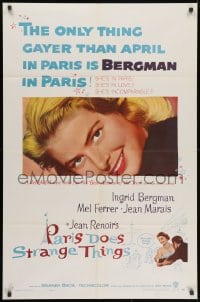 1y647 PARIS DOES STRANGE THINGS 1sh 1957 Jean Renoir's Elena et les hommes, Ingrid Bergman!