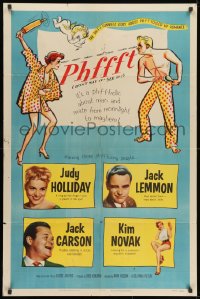 1y657 PHFFFT 1sh 1954 Jack Lemmon, Kim Novak, Judy Holliday, great art of marital fight!