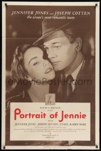 1y673 PORTRAIT OF JENNIE style A 1sh 1949 Joseph Cotten loves pretty ghost Jennifer Jones!